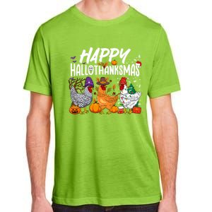 Happy Hallothanksmas Halloween Thanksgiving Xmas Chicken Gift Adult ChromaSoft Performance T-Shirt