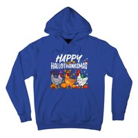 Happy Hallothanksmas Halloween Thanksgiving Xmas Chicken Gift Hoodie