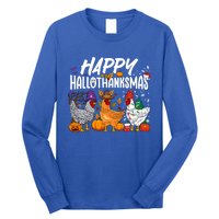 Happy Hallothanksmas Halloween Thanksgiving Xmas Chicken Gift Long Sleeve Shirt