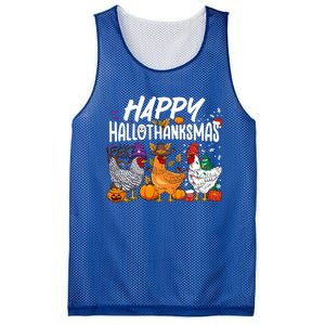 Happy Hallothanksmas Halloween Thanksgiving Xmas Chicken Gift Mesh Reversible Basketball Jersey Tank