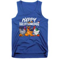 Happy Hallothanksmas Halloween Thanksgiving Xmas Chicken Gift Tank Top