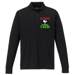 Ho Ho Ho! Crew Golfers Elf Sport Vacation Gift Performance Long Sleeve Polo