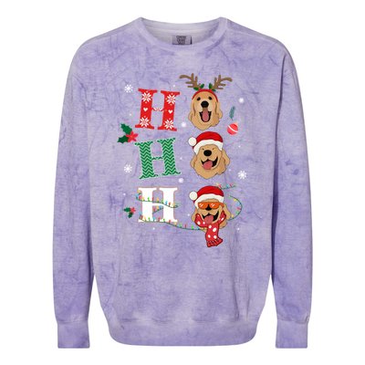 Ho Ho Ho Retrievers Golden Xmas Outfit Christmas Costume Gift Colorblast Crewneck Sweatshirt