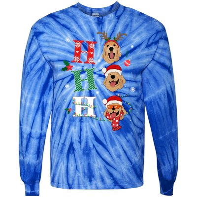 Ho Ho Ho Retrievers Golden Xmas Outfit Christmas Costume Gift Tie-Dye Long Sleeve Shirt