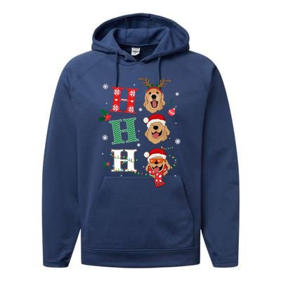 Ho Ho Ho Retrievers Golden Xmas Outfit Christmas Costume Gift Performance Fleece Hoodie