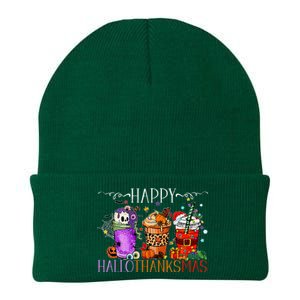 Happy Hallothanksmas Halloween Thanksgiving Christmas Knit Cap Winter Beanie