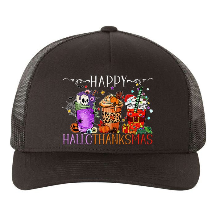 Happy Hallothanksmas Halloween Thanksgiving Christmas Yupoong Adult 5-Panel Trucker Hat