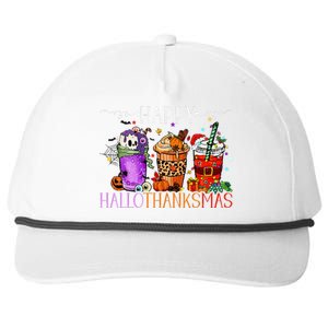 Happy Hallothanksmas Halloween Thanksgiving Christmas Snapback Five-Panel Rope Hat