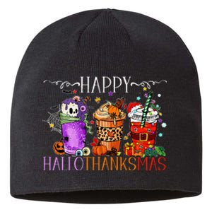 Happy Hallothanksmas Halloween Thanksgiving Christmas Sustainable Beanie