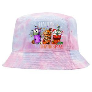 Happy Hallothanksmas Halloween Thanksgiving Christmas Tie-Dyed Bucket Hat