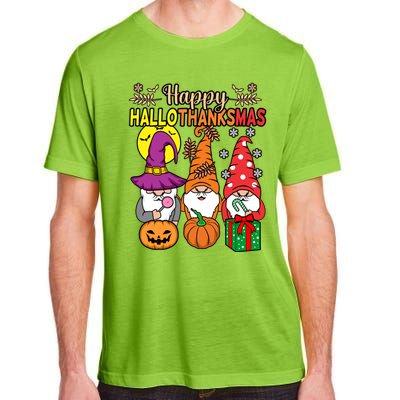 Happy Hallothanksmas Halloween Thanksgiving Gnomes Christmas Gift Adult ChromaSoft Performance T-Shirt