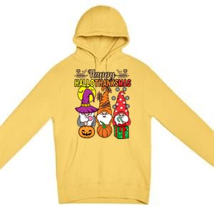 Happy Hallothanksmas Halloween Thanksgiving Gnomes Christmas Gift Premium Pullover Hoodie