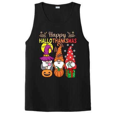 Happy Hallothanksmas Halloween Thanksgiving Gnomes Christmas Gift PosiCharge Competitor Tank