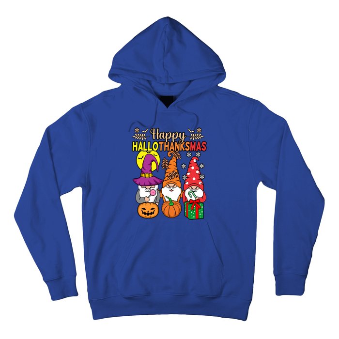 Happy Hallothanksmas Halloween Thanksgiving Gnomes Christmas Gift Hoodie