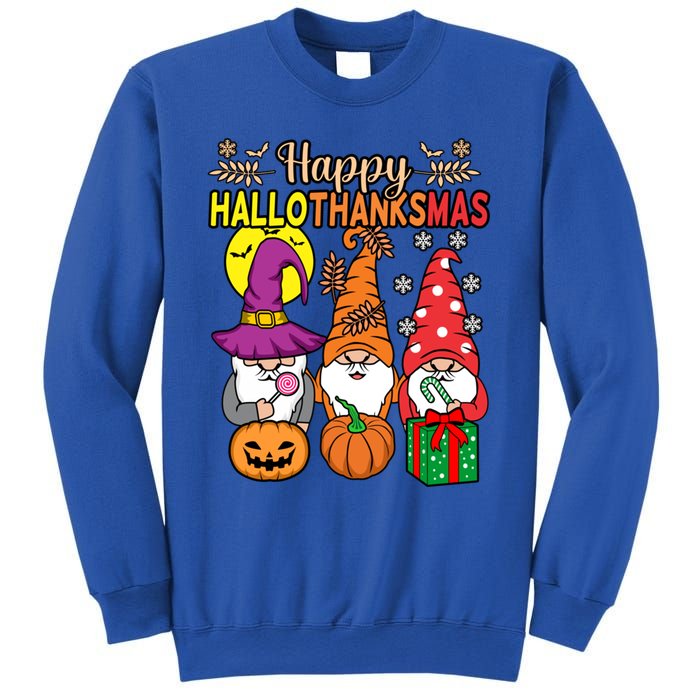 Happy Hallothanksmas Halloween Thanksgiving Gnomes Christmas Gift Sweatshirt