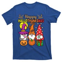 Happy Hallothanksmas Halloween Thanksgiving Gnomes Christmas Gift T-Shirt