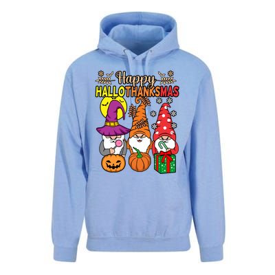 Happy Hallothanksmas Halloween Thanksgiving Gnomes Christmas Gift Unisex Surf Hoodie