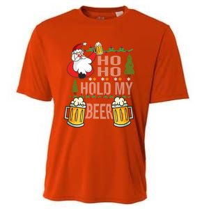 Ho Ho Hold My Beer Ugly Christmas Funny Saying Xmas Great Gift Cooling Performance Crew T-Shirt