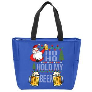 Ho Ho Hold My Beer Ugly Christmas Funny Saying Xmas Great Gift Zip Tote Bag