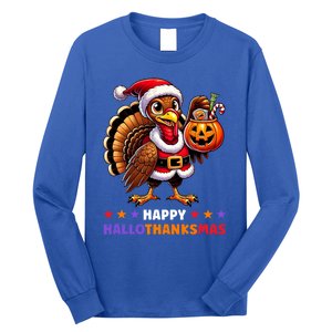 Happy Hallothanksmas Halloween Thanksgiving Xmas Funny Long Sleeve Shirt