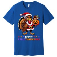 Happy Hallothanksmas Halloween Thanksgiving Xmas Funny Premium T-Shirt