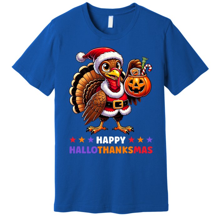 Happy Hallothanksmas Halloween Thanksgiving Xmas Funny Premium T-Shirt