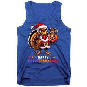 Happy Hallothanksmas Halloween Thanksgiving Xmas Funny Tank Top