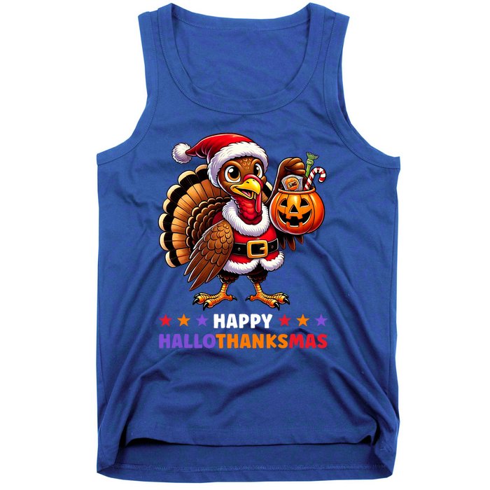 Happy Hallothanksmas Halloween Thanksgiving Xmas Funny Tank Top