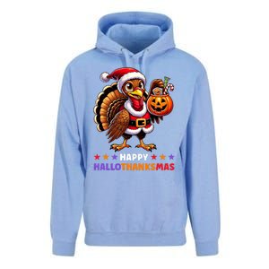 Happy Hallothanksmas Halloween Thanksgiving Xmas Funny Unisex Surf Hoodie