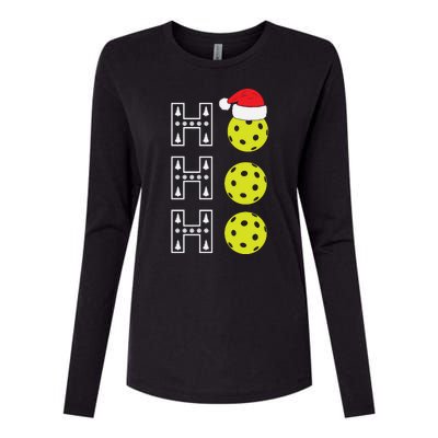 Ho Ho Ho Pickleball Christmas Santa Hat Holiday Womens Cotton Relaxed Long Sleeve T-Shirt