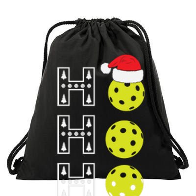 Ho Ho Ho Pickleball Christmas Santa Hat Holiday Drawstring Bag