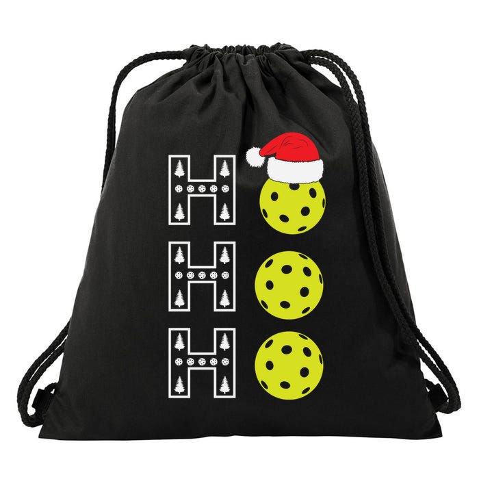 Ho Ho Ho Pickleball Christmas Santa Hat Holiday Drawstring Bag