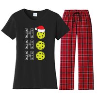 Ho Ho Ho Pickleball Christmas Santa Hat Holiday Women's Flannel Pajama Set