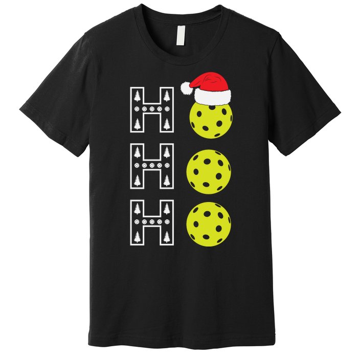 Ho Ho Ho Pickleball Christmas Santa Hat Holiday Premium T-Shirt