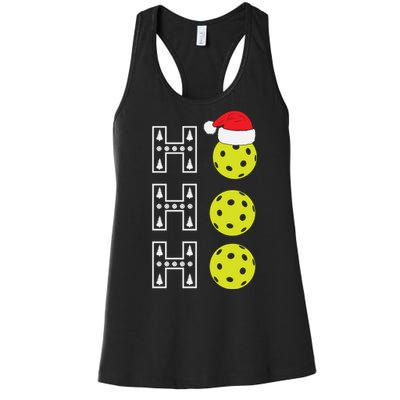 Ho Ho Ho Pickleball Christmas Santa Hat Holiday Women's Racerback Tank