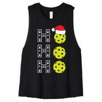 Ho Ho Ho Pickleball Christmas Santa Hat Holiday Women's Racerback Cropped Tank