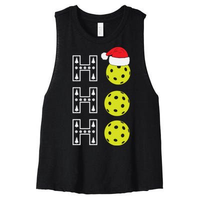 Ho Ho Ho Pickleball Christmas Santa Hat Holiday Women's Racerback Cropped Tank