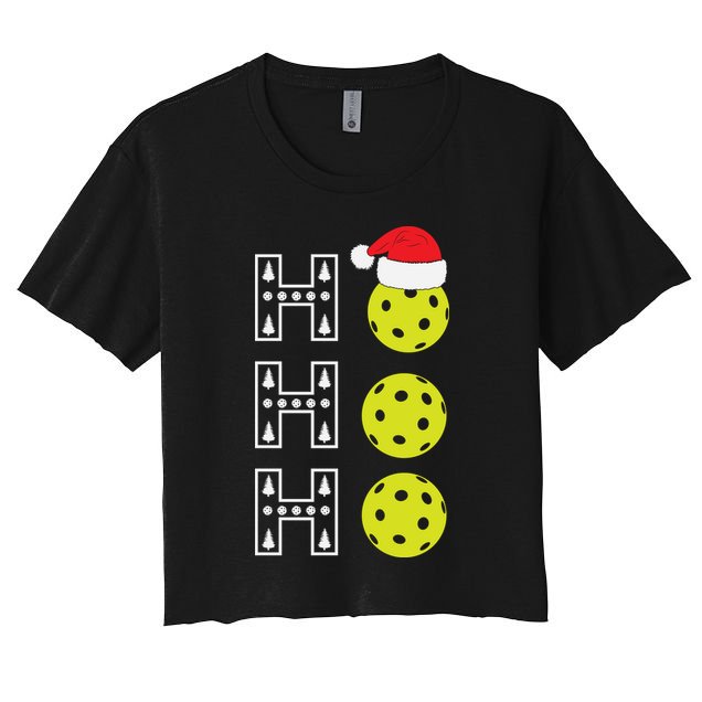 Ho Ho Ho Pickleball Christmas Santa Hat Holiday Crop Top