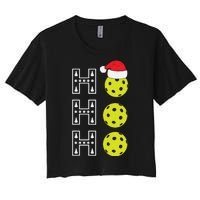 Ho Ho Ho Pickleball Christmas Santa Hat Holiday Women's Crop Top Tee