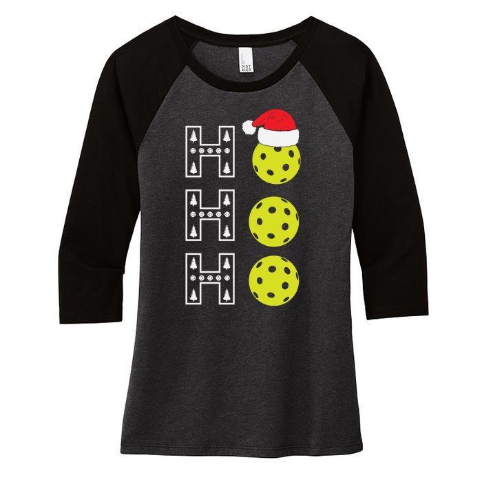 Ho Ho Ho Pickleball Christmas Santa Hat Holiday Women's Tri-Blend 3/4-Sleeve Raglan Shirt