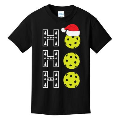 Ho Ho Ho Pickleball Christmas Santa Hat Holiday Kids T-Shirt