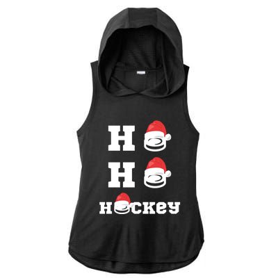 Ho Ho Hockey Funny Santa Hat Hockey Puck Ice Hockey Lover Gift Ladies PosiCharge Tri-Blend Wicking Draft Hoodie Tank