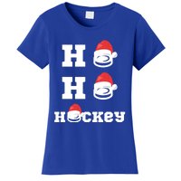 Ho Ho Hockey Funny Santa Hat Hockey Puck Ice Hockey Lover Gift Women's T-Shirt