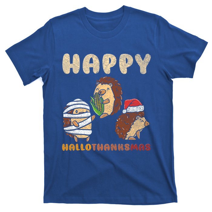 Happy Hallothanksmas Hedgehogs Christmas Gift T-Shirt