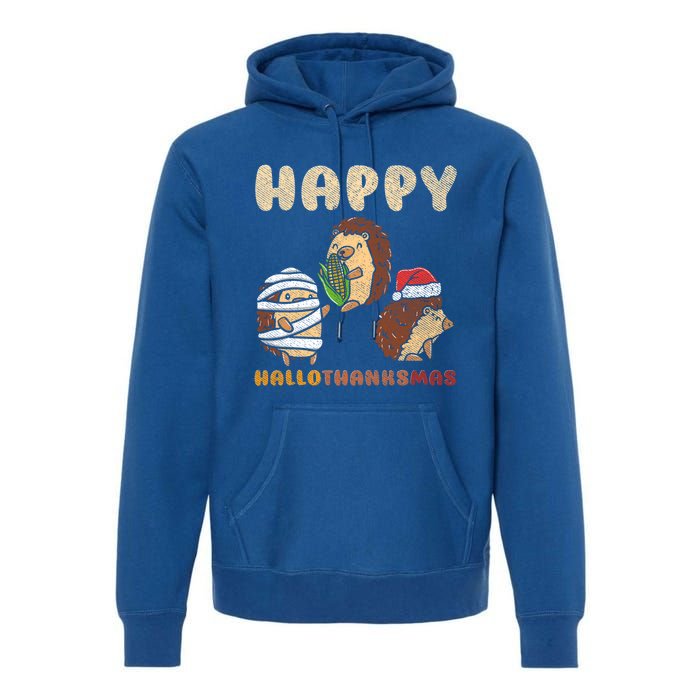 Happy Hallothanksmas Hedgehogs Christmas Gift Premium Hoodie