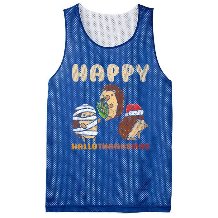 Happy Hallothanksmas Hedgehogs Christmas Gift Mesh Reversible Basketball Jersey Tank