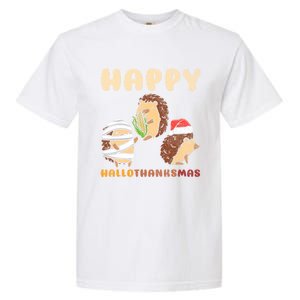 Happy Hallothanksmas Hedgehogs Christmas Gift Garment-Dyed Heavyweight T-Shirt