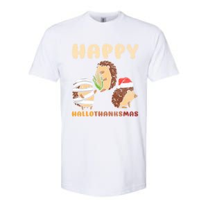 Happy Hallothanksmas Hedgehogs Christmas Gift Softstyle CVC T-Shirt