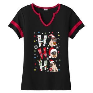 Hot Ho Ho Dogs Merry Christmas Funny Gift Ladies Halftime Notch Neck Tee