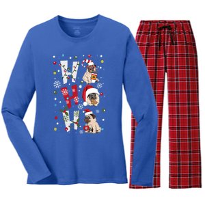 Hot Ho Ho Dogs Merry Christmas Funny Gift Women's Long Sleeve Flannel Pajama Set 